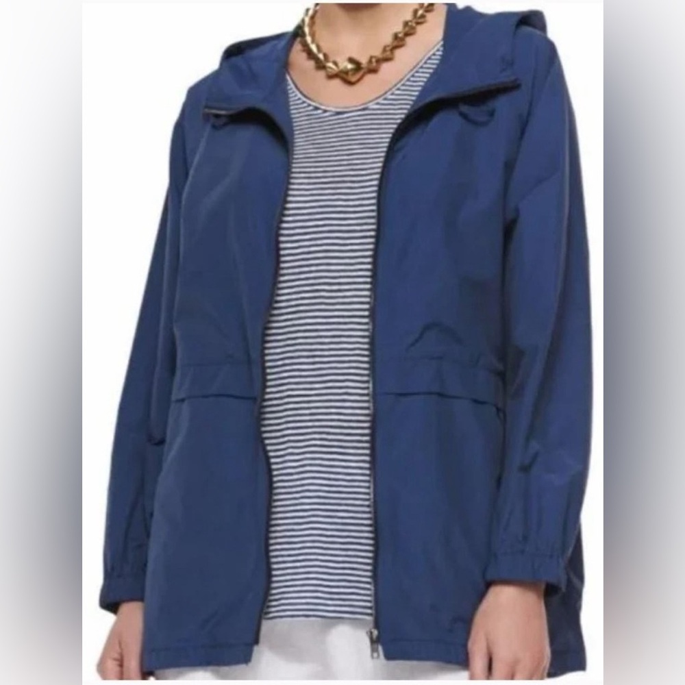 MUST GO BY 6/30 Eileen Fisher Blue Hooded Anorak Jacket